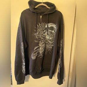 Y2K oversized skull hoodie